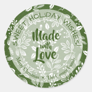 Sticker Rond Décoration de Noël faite avec amour Pâtisserie des