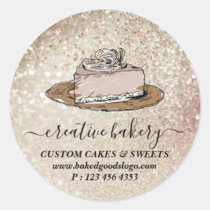 Sticker Rond Décorations de tranche de gâteau de pâtisserie de