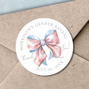 Sticker Rond Découverte du sexe avec un nœud rose et bleu