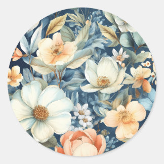 Sticker Rond Découvrez la beauté des fleurs peintes à la main