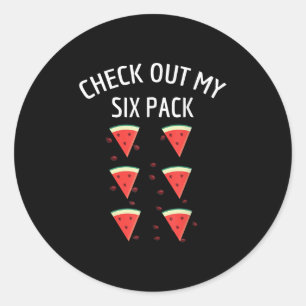 Sticker Rond Découvrez Ma Chemise Melon Fun Melon Six Pack Wate
