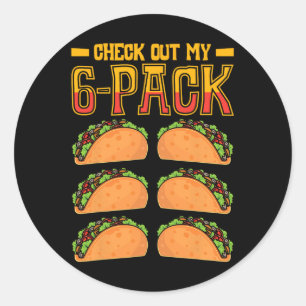 Sticker Rond Découvrez Mon Pack 6 Taco Fast Food Cinco De Mayo