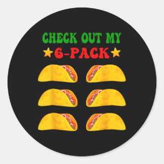Sticker Rond Découvrez Mon Pack Six 6 Avec Tacos Pour Cinco De 