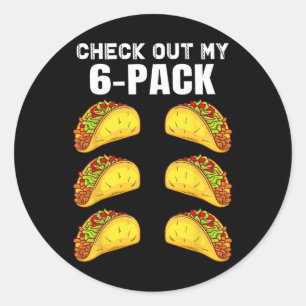 Sticker Rond Découvrez Mon Pack Six Funny Taco Boxe Cinco De M