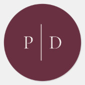 Sticker Rond Deep Burgundy Elegant Classic Wedding (Devant)