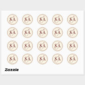 Sticker Rond Deep Burgundy Ivory Monogram Old Money Wedding  (Feuille)