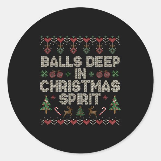 Sticker Rond Deep In The Christmas Srit Couple Matching Christm (Devant)