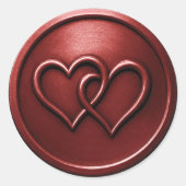 Sticker Rond Deep Red Two Hearts Intertwined Wedding (Devant)