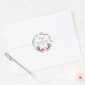 Sticker Rond Deer Antler Rose Roses Adresse de retour (Enveloppe)