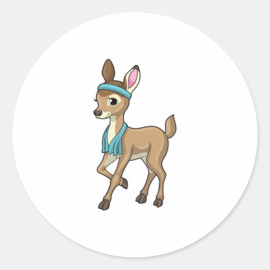 Sticker Rond Deer at Fitness with Towel (Devant)