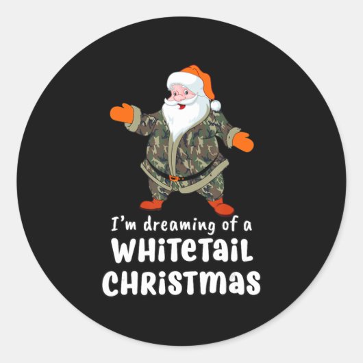 Sticker Rond Deer Hunting Whitetail Christmas Camo Santa (Devant)