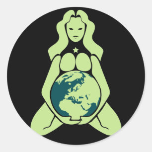 Sticker Rond Déesse de la Terre Enceinte