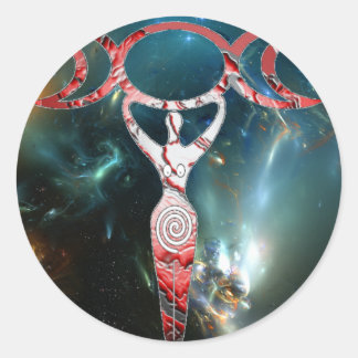 Sticker Rond déesse en spirale rouge
