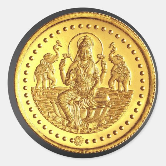 STICKER ROND DÉESSE INDOUE LAKSHMI (Devant)