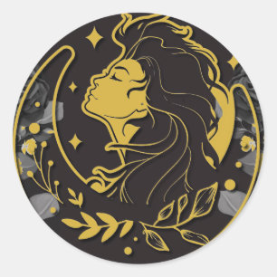 Sticker Rond Déesse Lune - Wicca - Pagan