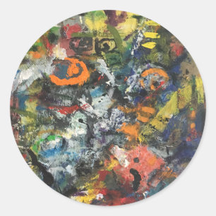 Sticker Rond Déesse plumée abstraite par Hankamer Artjunkhaus