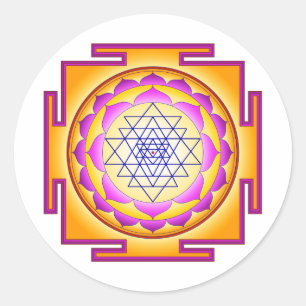 Sticker Rond Déesse Shri Lalitha Tripura Sundari de Sri Chakra