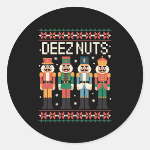 Sticker Rond Deez Nuts Drôle de Noël Casse-Noisette Xmas Fêtes