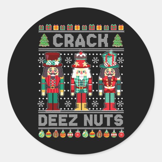 Sticker Rond Deez Nuts Nutcracker Fun Vilain Noël (Devant)