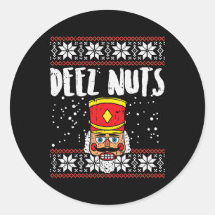 Sticker Rond Deez Nuts Nutcracker Fun Vilain Noël Mème Cadeau