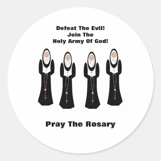 Sticker Rond Defeat the evil...Pray the rosary (Devant)