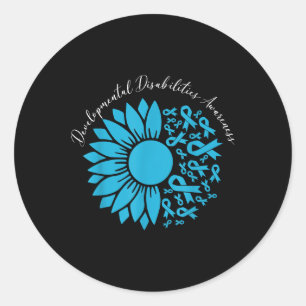 Sticker Rond Déficiences du développement Ruban Bleu Tournesol