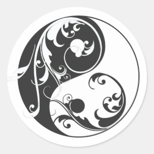 Sticker Rond Défilement Yin & Yang (noir)