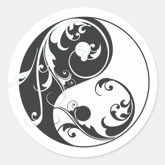 Sticker Rond Défilement Yin & Yang (noir) (Devant)