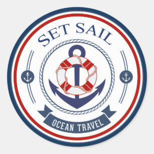 Sticker Rond Définir la voile Ocean Travel Nautique