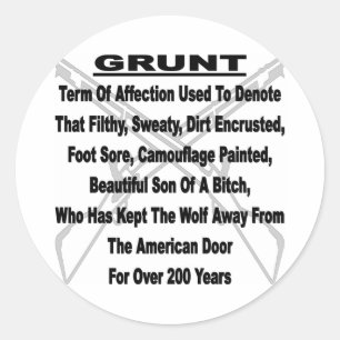 Sticker Rond Définir le GRUNT militaire américain