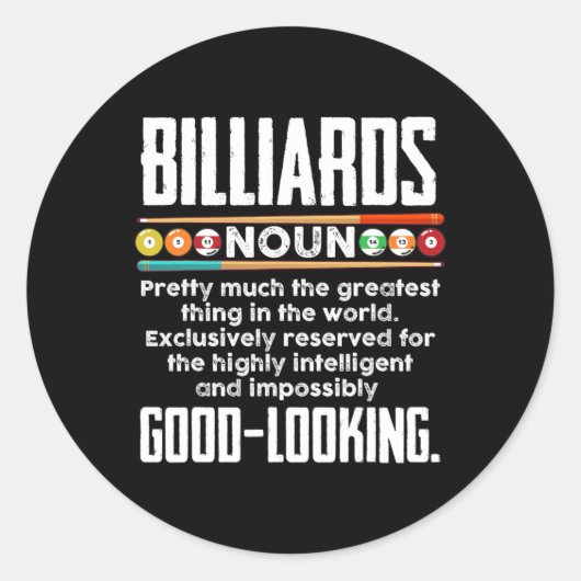 Sticker Rond Définition de billard - Billard amusant Billard 8 (Devant)