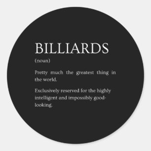 Sticker Rond Définition de billard - Billard sarcastique amusan