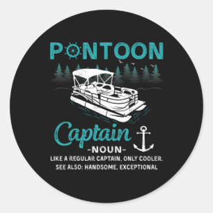Sticker Rond Définition de capitaine de ponton drôle bateau pon
