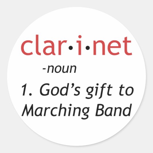 Sticker Rond Définition de Clarinet (Devant)