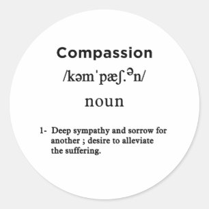 Sticker Rond définition de compassion blanc