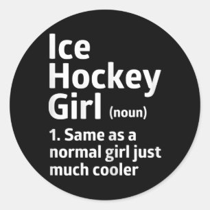 Sticker Rond Définition de fille de hockey sur glace drôle femm