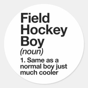 Sticker Rond Définition de garçon de hockey sur gazon drôle de