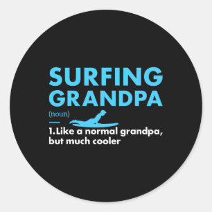Sticker Rond Définition de Grand-père sportif Surfing