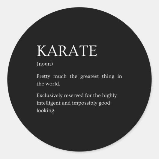 Sticker Rond Définition de Karaté - Explication drôle sarcastiq (Devant)