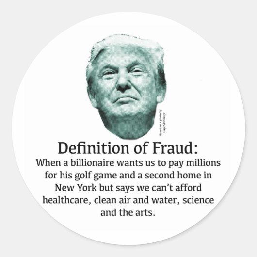 Sticker Rond Définition de la fraude - TRUMP (Devant)