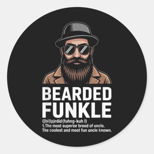Sticker Rond Définition De L'Oncle Archevé Drôle Funkle Pour Am (Devant)