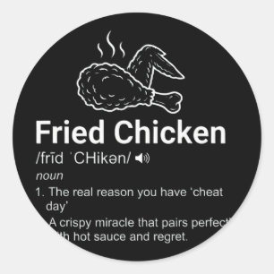 Sticker Rond Définition de poulet frit Dictionnaire drôle Nom F