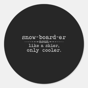 Sticker Rond Définition de snowboardeur drôle snowboard hiver S