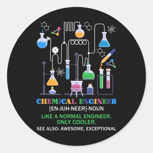 Sticker Rond Définition D'Ingénieur Chimique Comme Un Ingénieur (Devant)