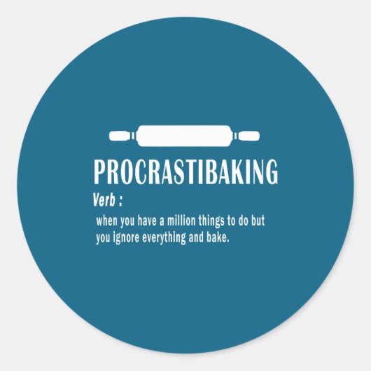 Sticker Rond Définition drôle de Procrastibaking - Amoureux de (Devant)