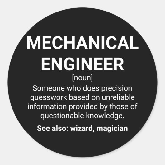 Sticker Rond Définition du génie mécanique Signification (Devant)