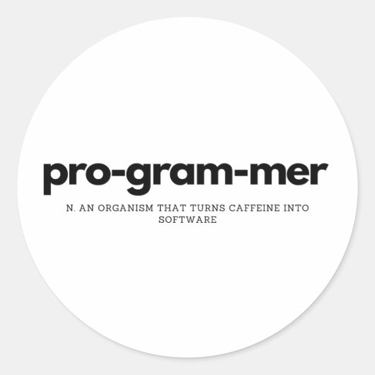 Sticker Rond Définition du programmeur (Devant)