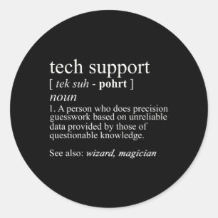 Sticker Rond Définition du support technique Ordinateur Nerd