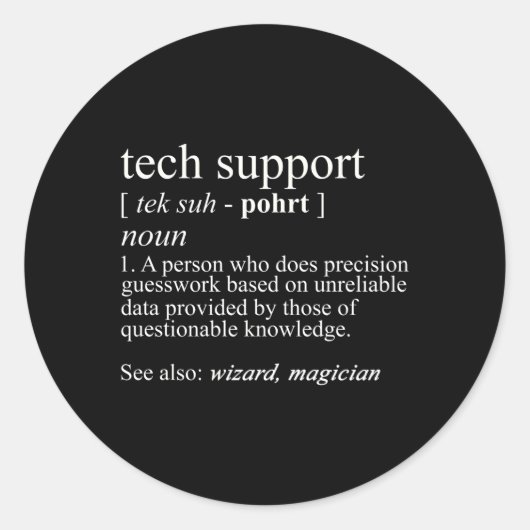 Sticker Rond Définition du support technique Ordinateur Nerd (Devant)