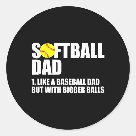 Sticker Rond Définition Papa Softball Drôle (Devant)